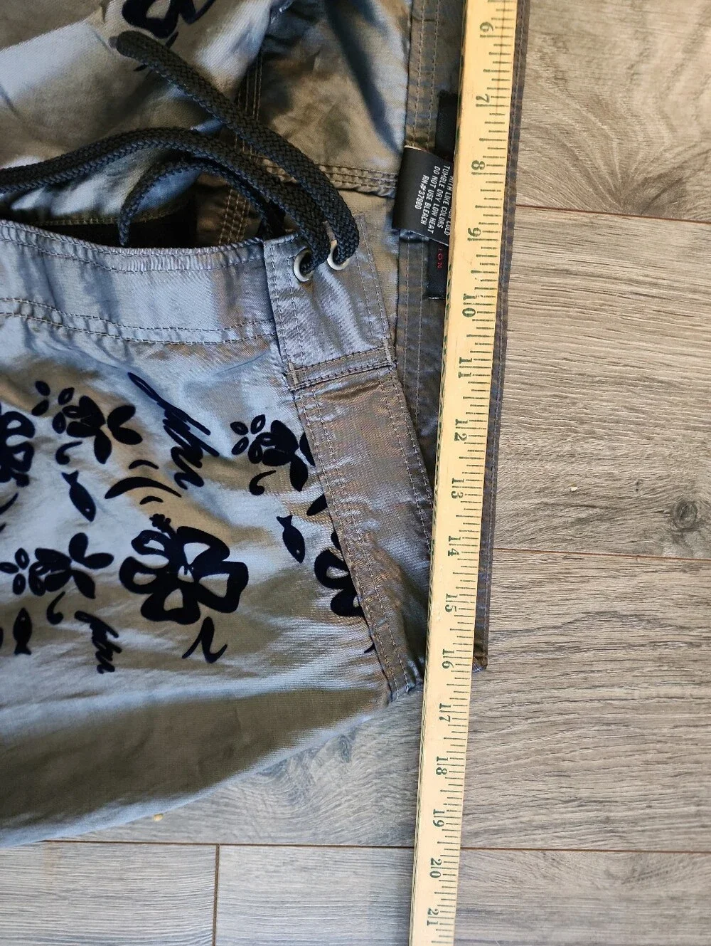 Y2k FUBU Gray Swim Board Shorts Navy Floral Print Velvet Velour Burnout Mens 36